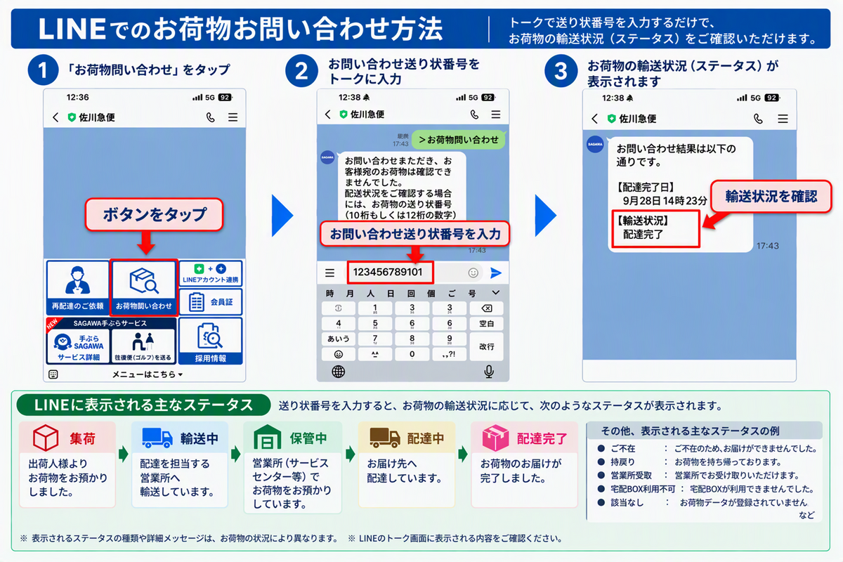 【佐川急便 配送状況確認について】