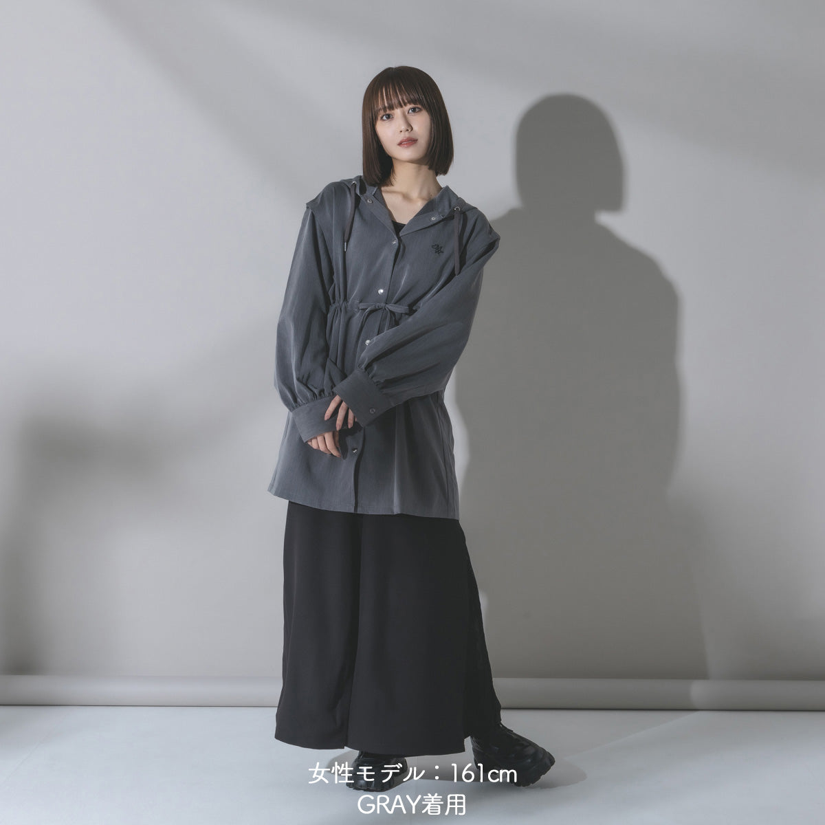 【mew】3WAYフードシャツ（GRAY／BLACK）