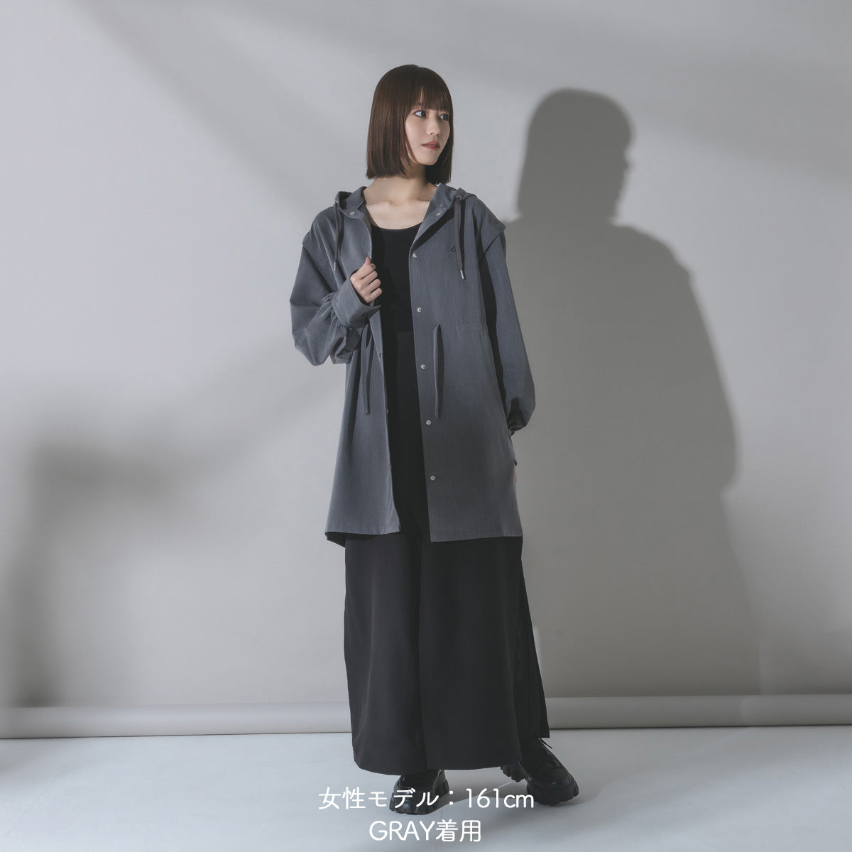 【mew】3WAYフードシャツ(GRAY/BLACK)