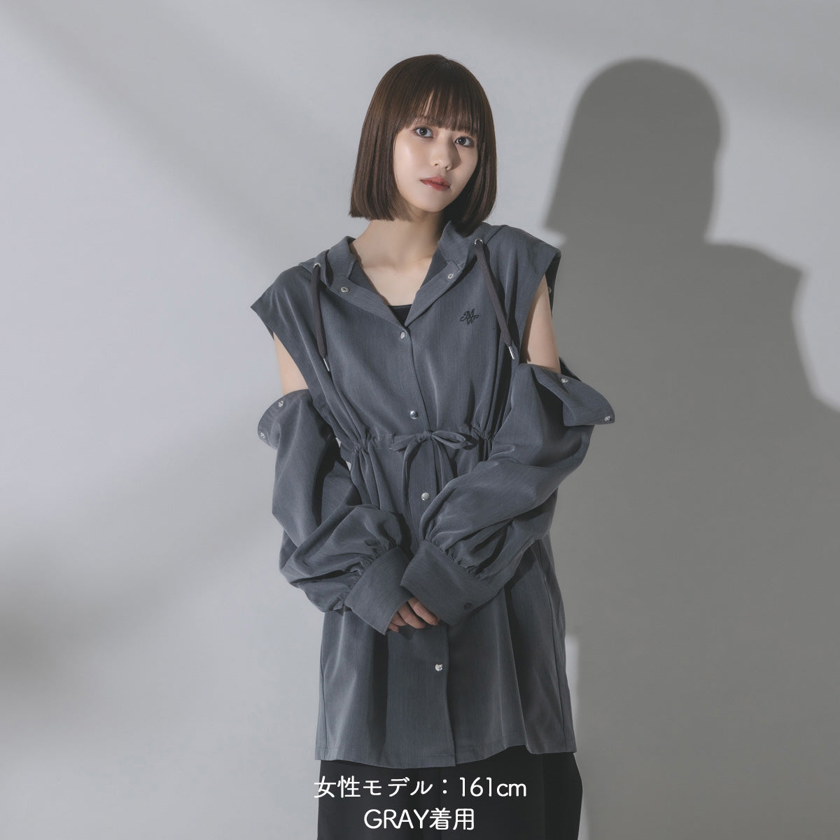 【mew】3WAYフードシャツ(GRAY/BLACK)
