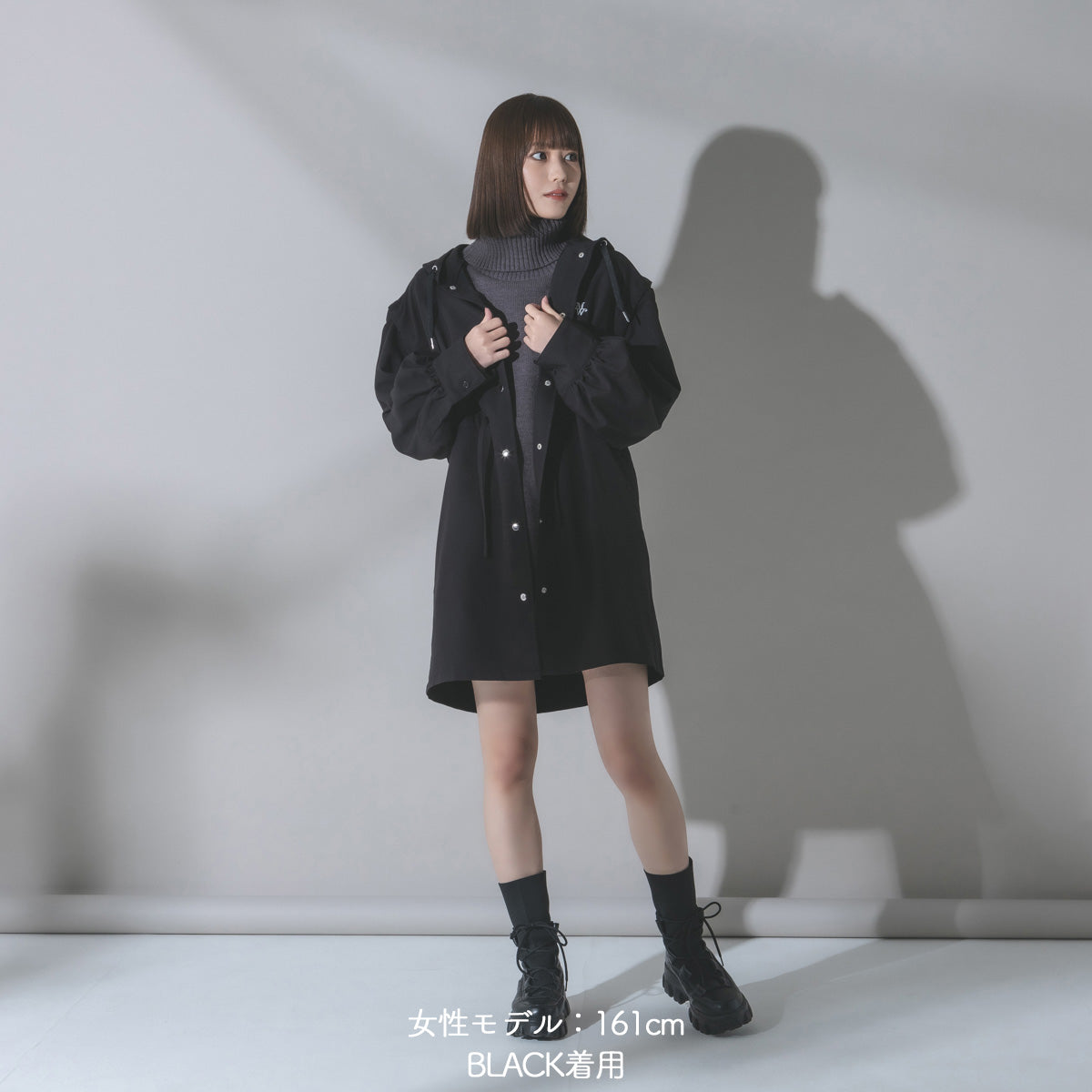 【mew】3WAYフードシャツ(GRAY/BLACK)