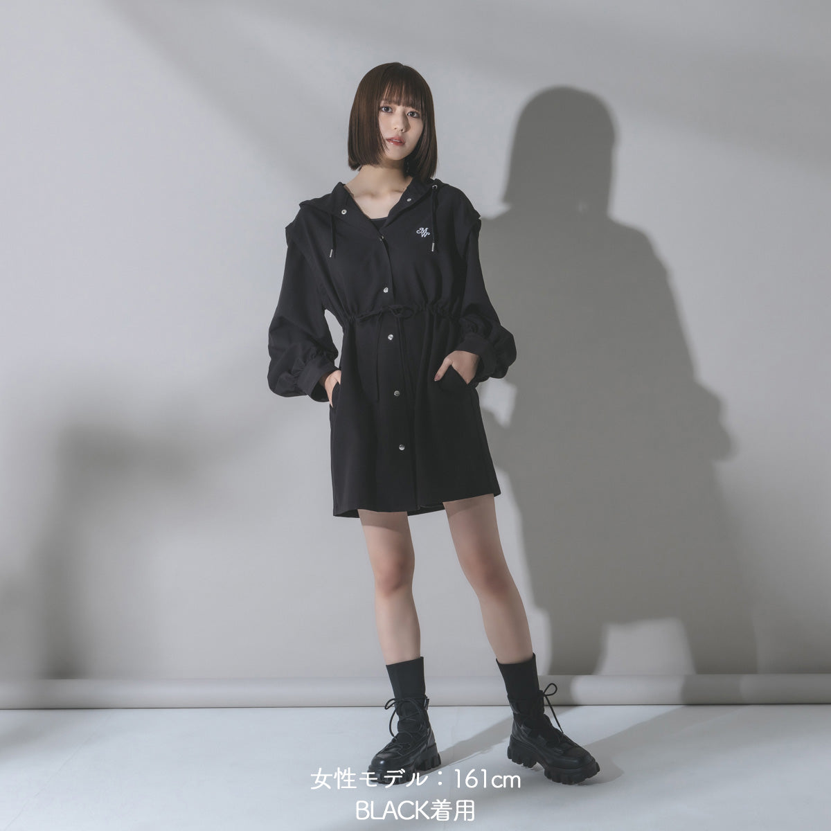 【mew】3WAYフードシャツ(GRAY/BLACK)