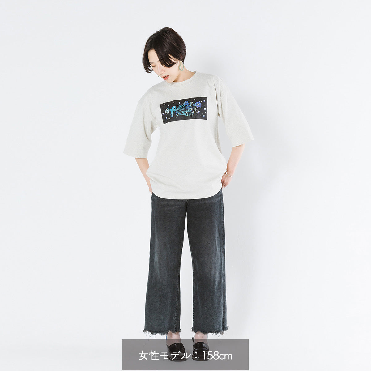 【cielkocka】花と星Tシャツ