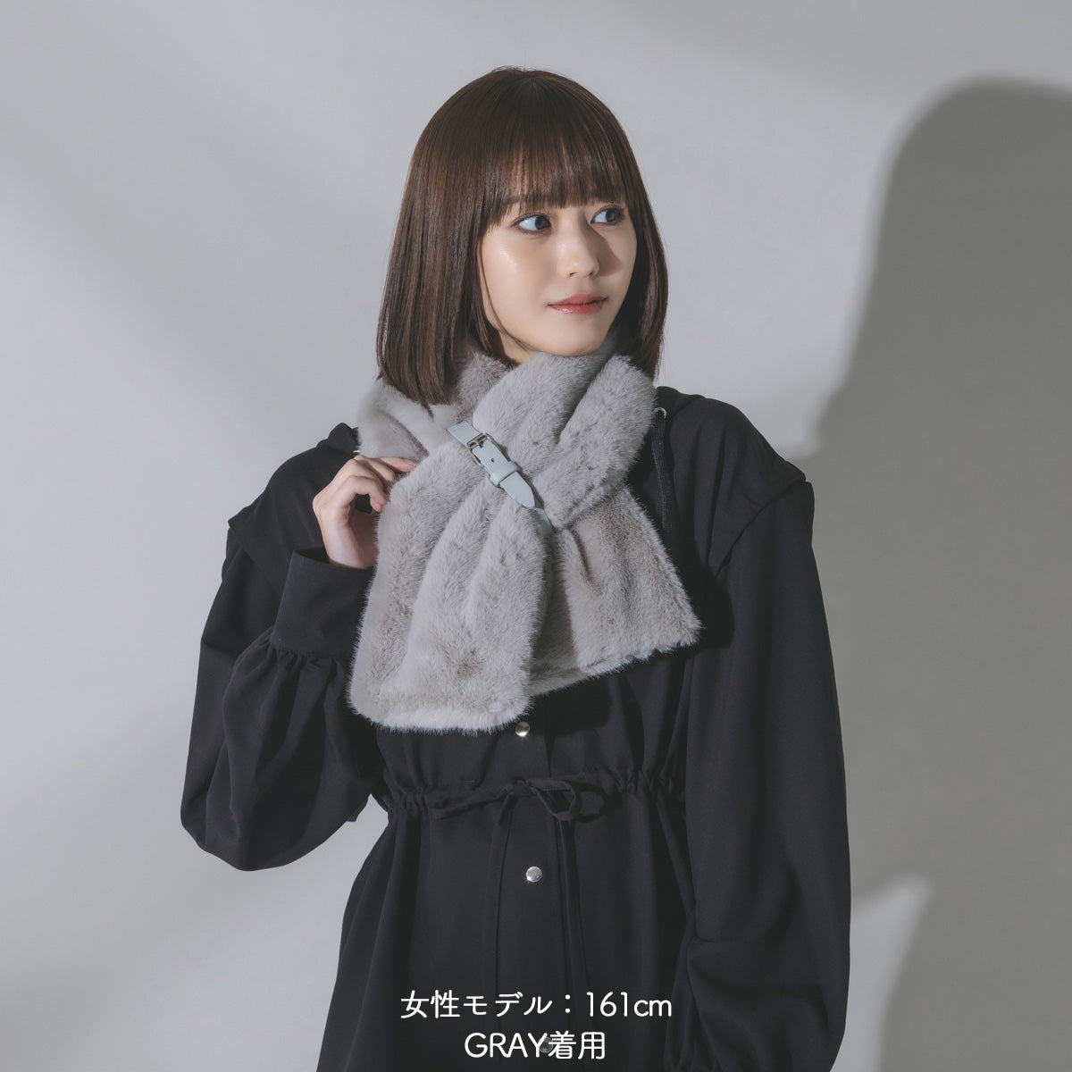 【mew】ファーマフラー(GRAY/BLACK)