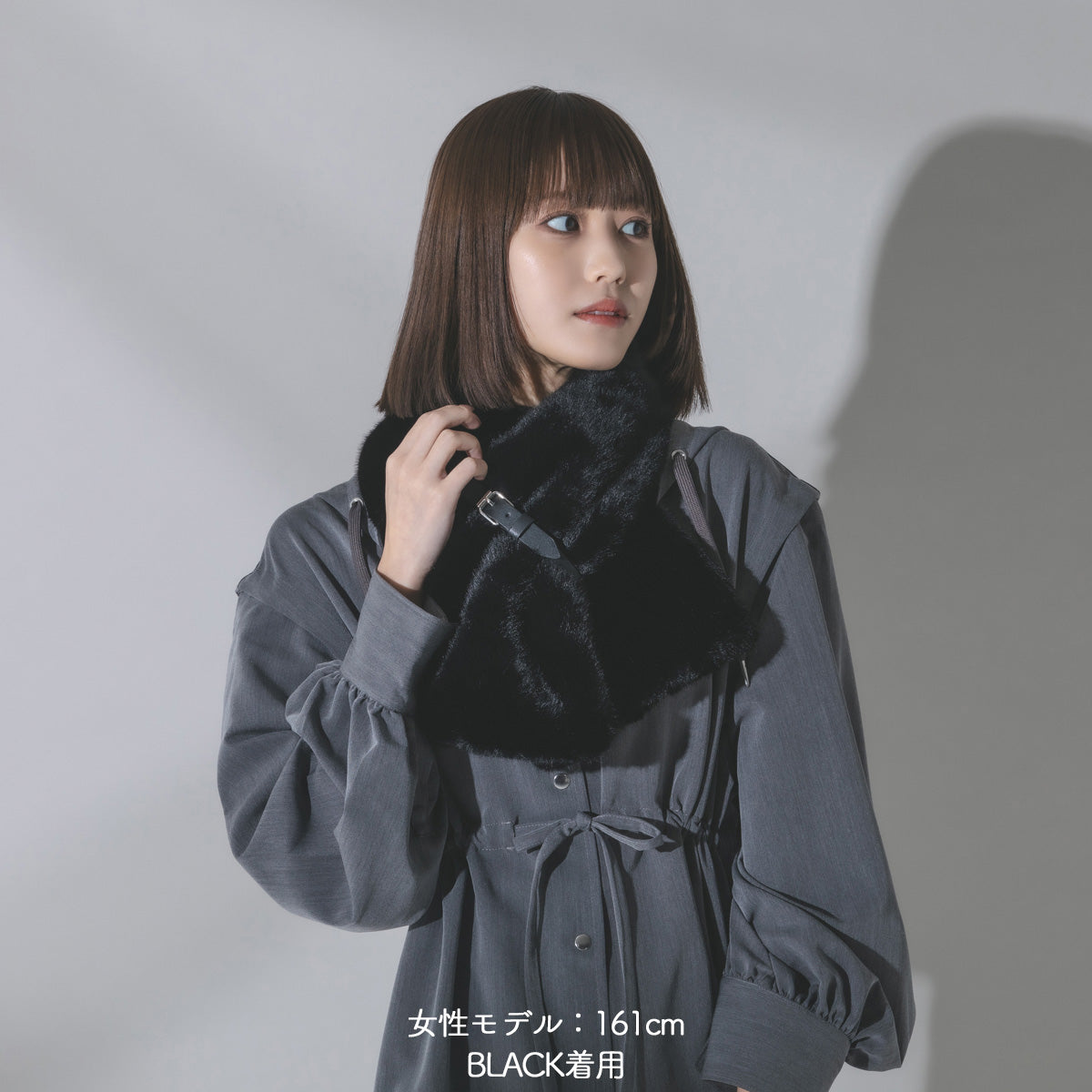 【mew】ファーマフラー(GRAY/BLACK)