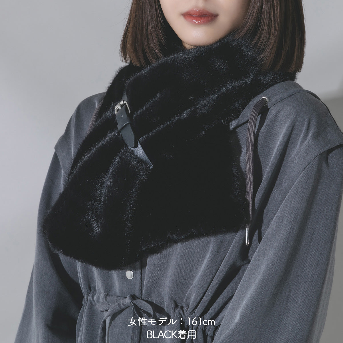 【mew】ファーマフラー(GRAY/BLACK)