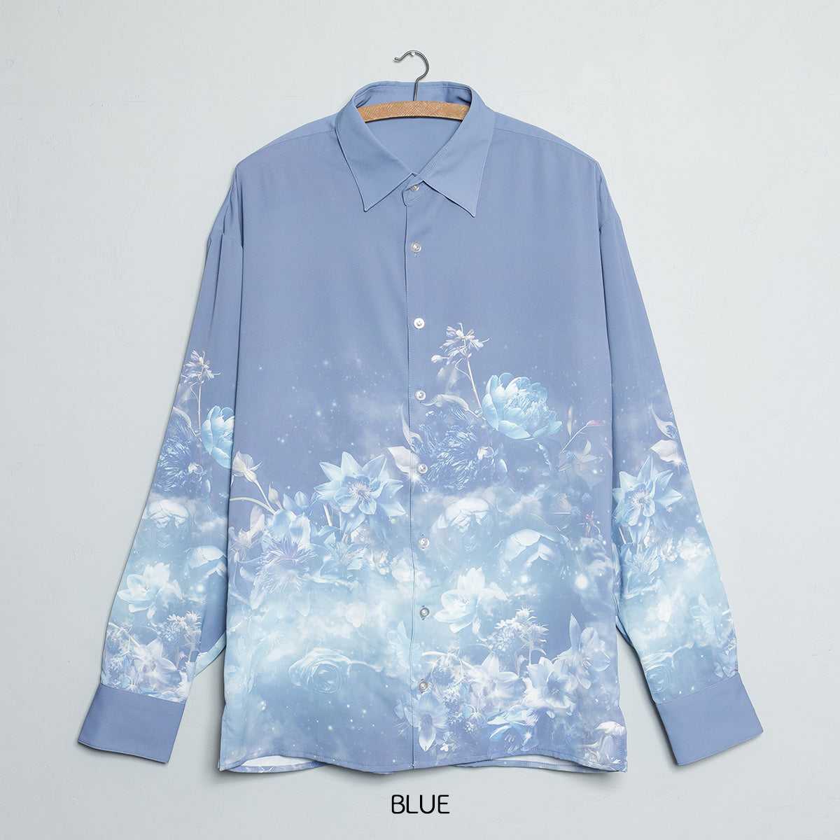 【cielkocka】星空の花束シャツ（BLACK／BLUE）