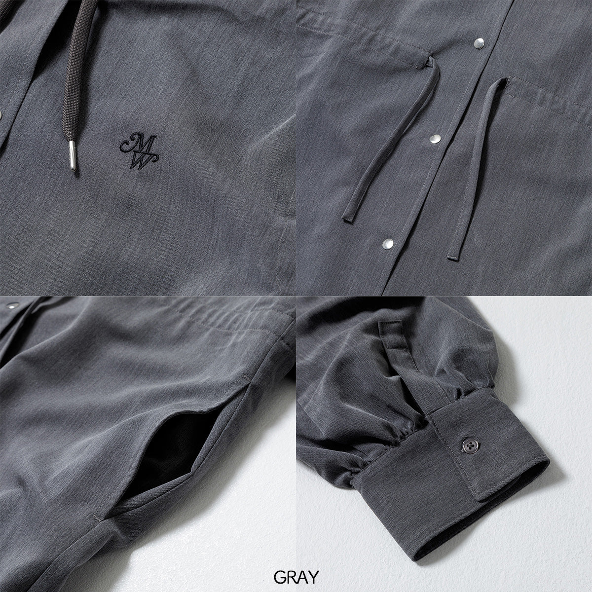 【mew】3WAYフードシャツ（GRAY／BLACK）