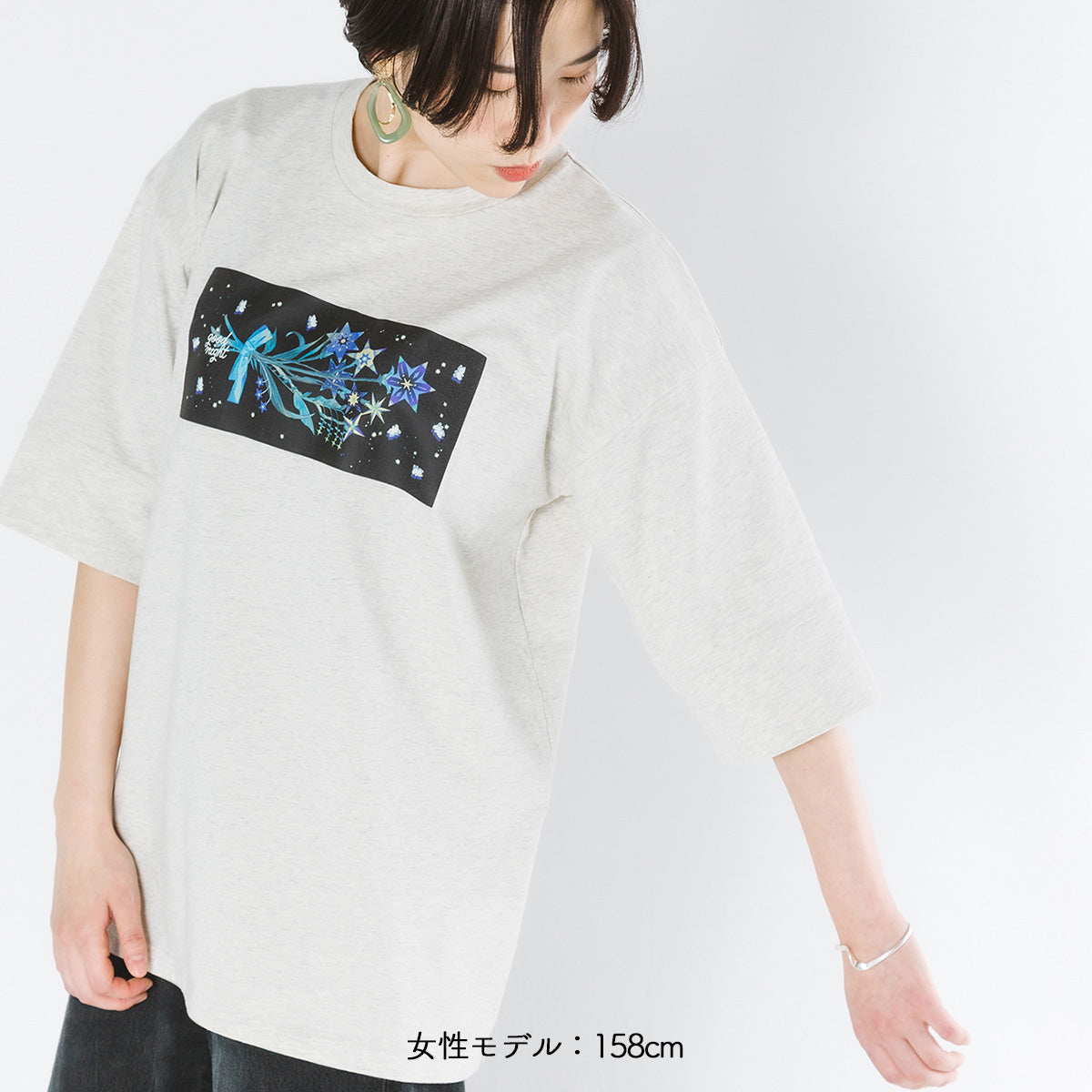 【cielkocka】花と星Tシャツ