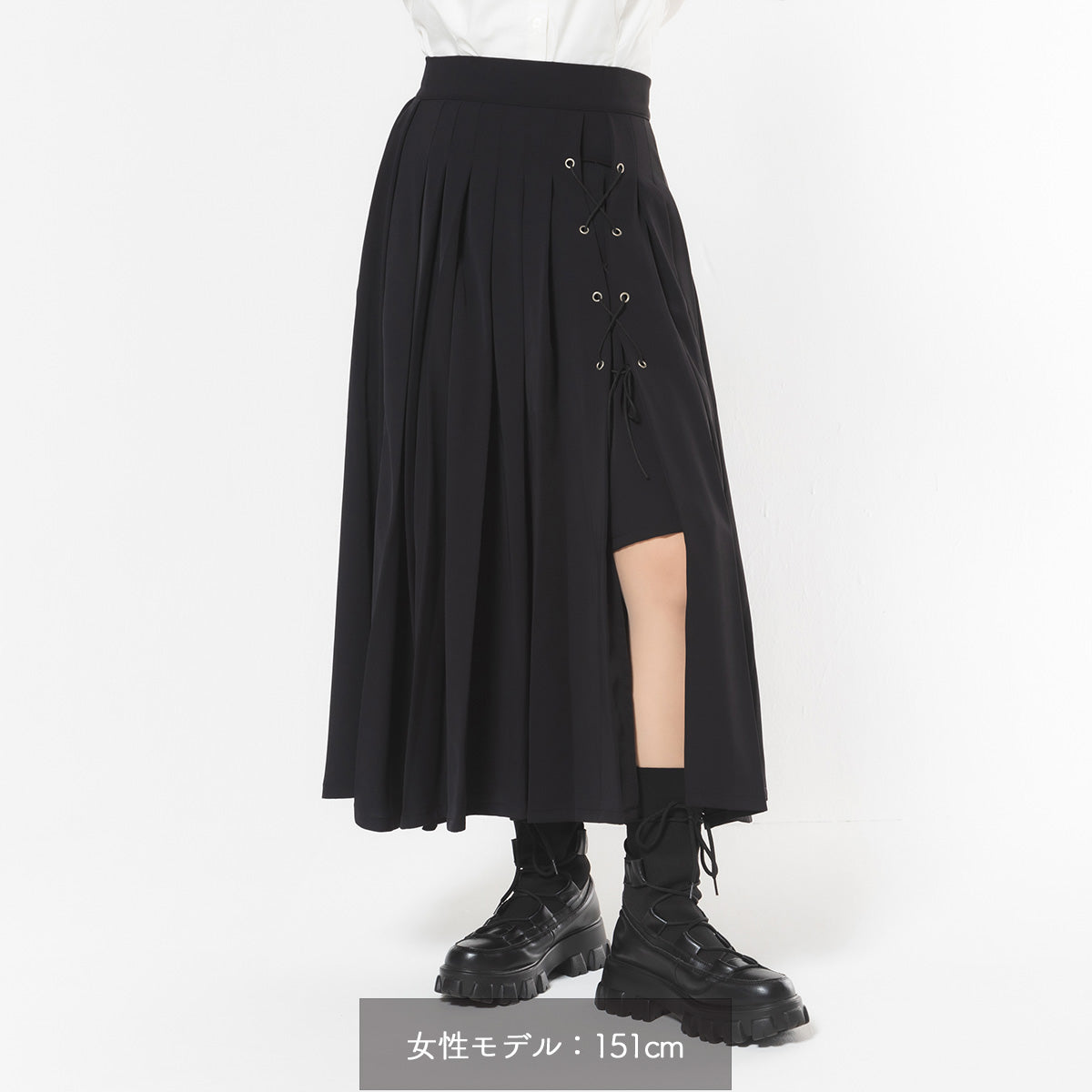 【mew】編み上げプリーツスカート