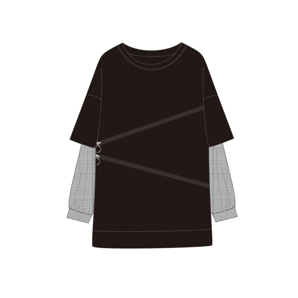 【mew】ZIPレイヤードL/S Tシャツ(BLK)
